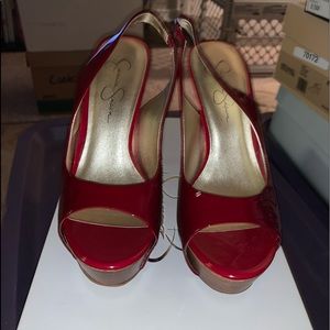 Jessica Simpson red pumps